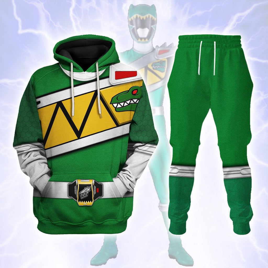 Gearhomie Green Power Rangers Dino Charge Hoodies Sweatshirt T-shirt Hawaiian Tracksuit - Gearhomie.com