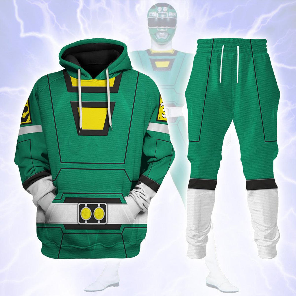 Gearhomie Green Power Rangers Turbo Hoodies Sweatshirt T-shirt Hawaiian Tracksuit - Gearhomie.com