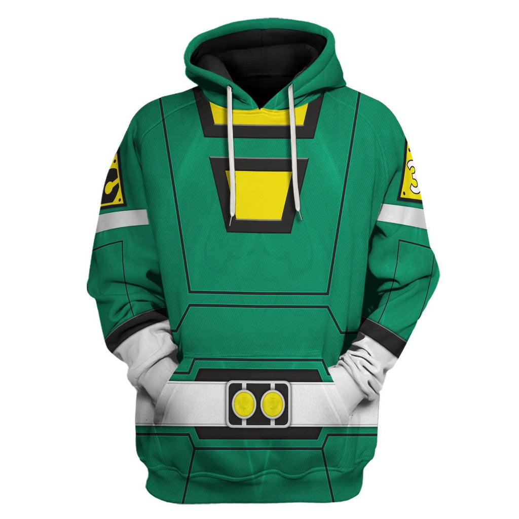 Gearhomie Green Power Rangers Turbo Hoodies Sweatshirt T-shirt Hawaiian Tracksuit - Gearhomie.com