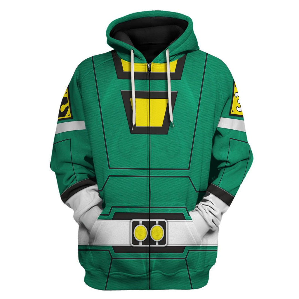 Gearhomie Green Power Rangers Turbo Hoodies Sweatshirt T-shirt Hawaiian Tracksuit - Gearhomie.com