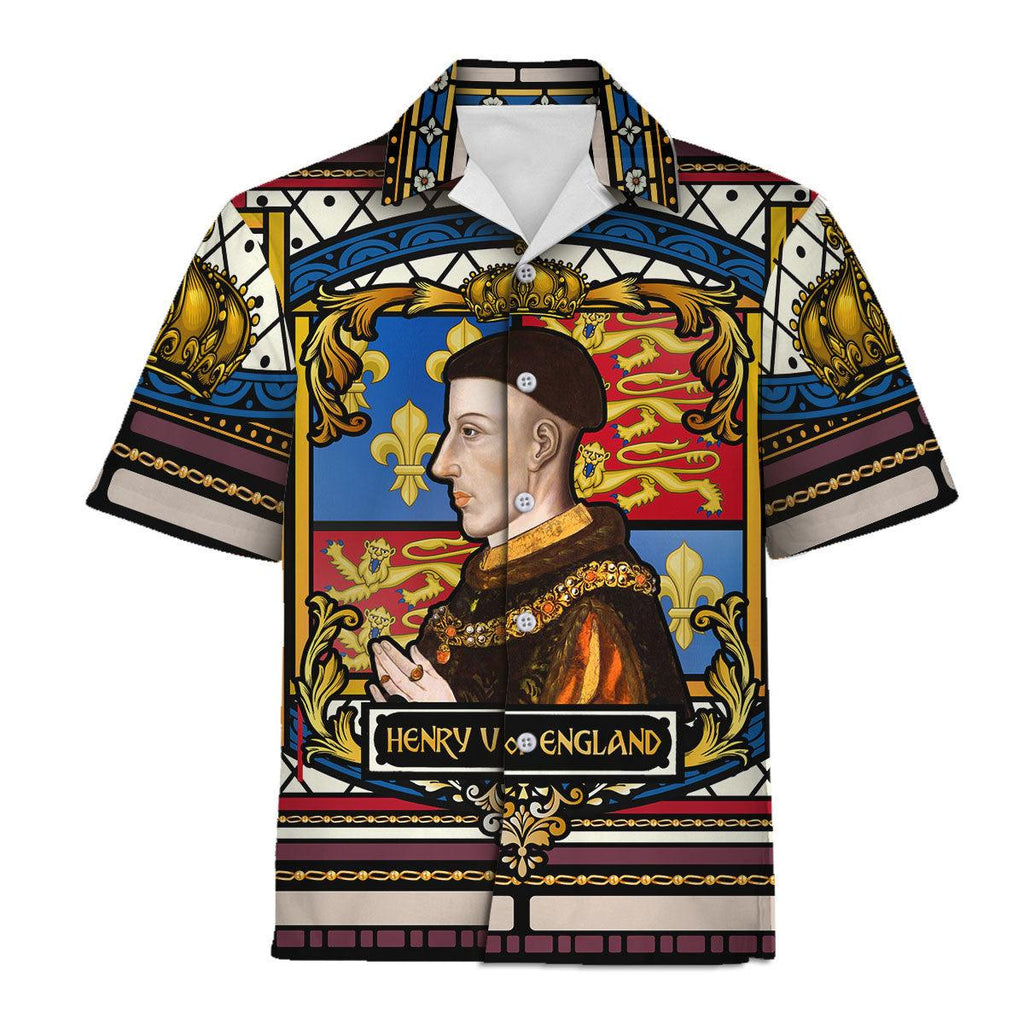 Gearhomie Henry V of England Stained Glass Hawaiian Shirt Polo Shirt - Gearhomie.com