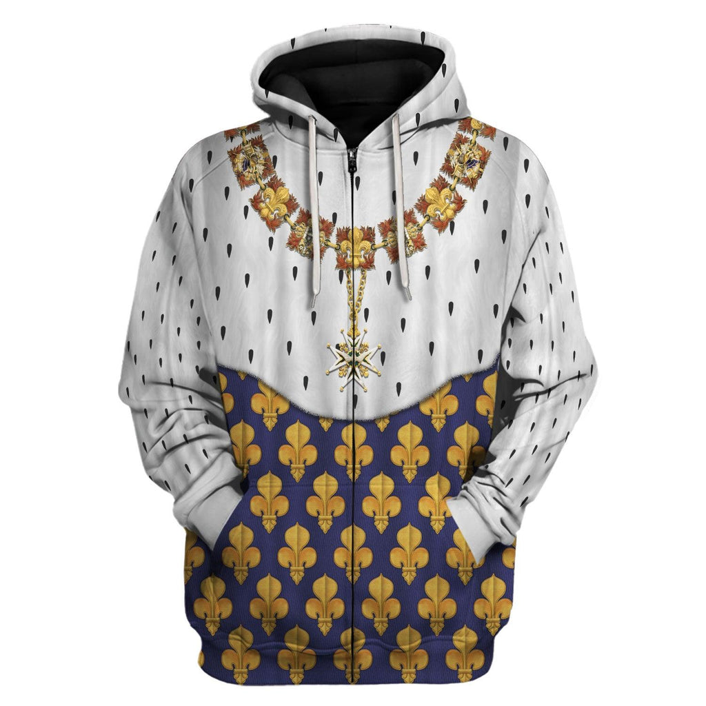 Gearhomie Louis XIII of France in Coronation Robes Costume All Over Print Hoodie Sweatshirt T-Shirt Tracksuit - Gearhomie.com