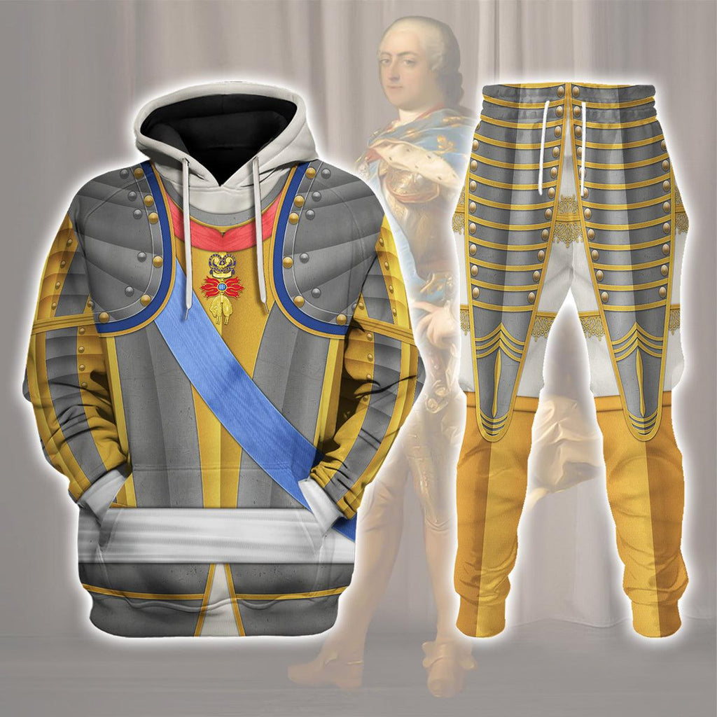 Gearhomie Louis XV of France Armour Costume All Over Print Hoodie Sweatshirt T-Shirt Tracksuit - Gearhomie.com