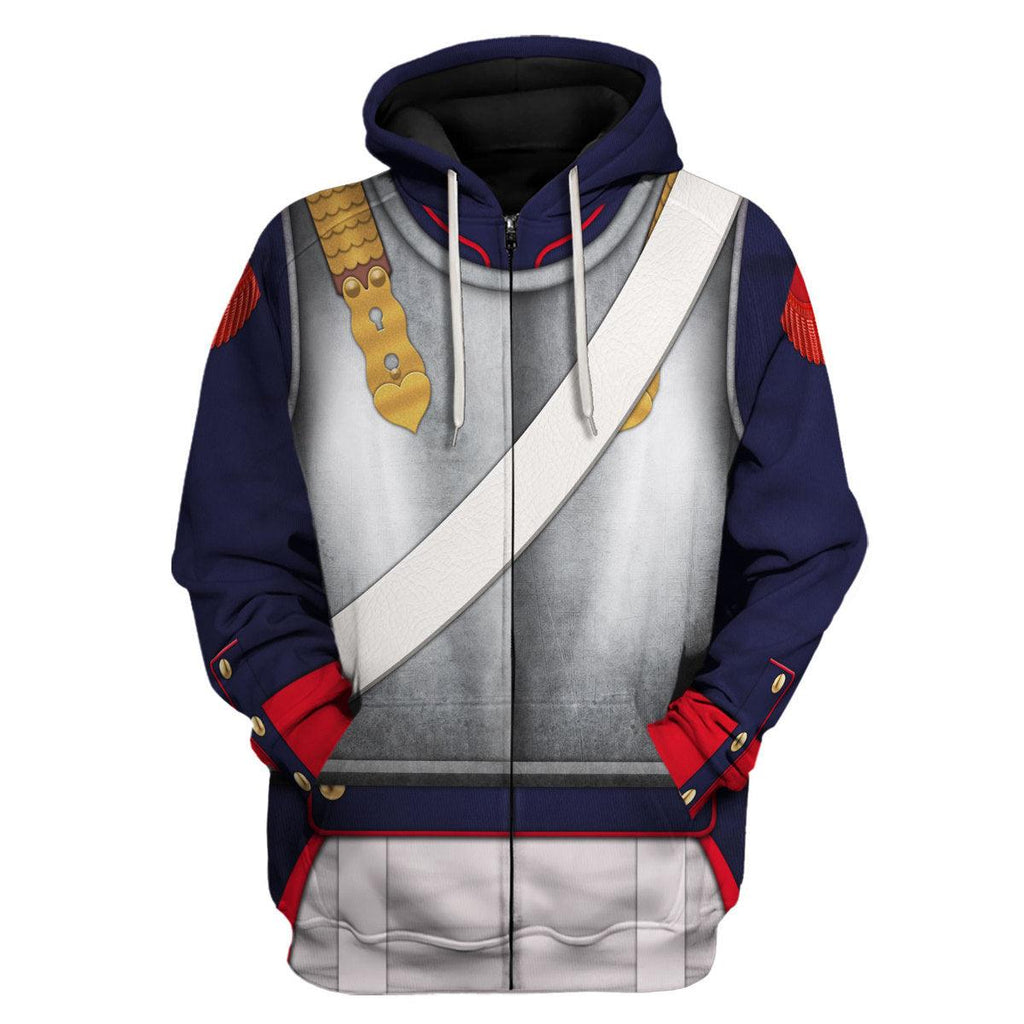 Gearhomie Napoleonic French Heavy Cavalry-Curassier (1812-1815) Uniform All Over Print Hoodie Sweatshirt T-Shirt Tracksuit - Gearhomie.com