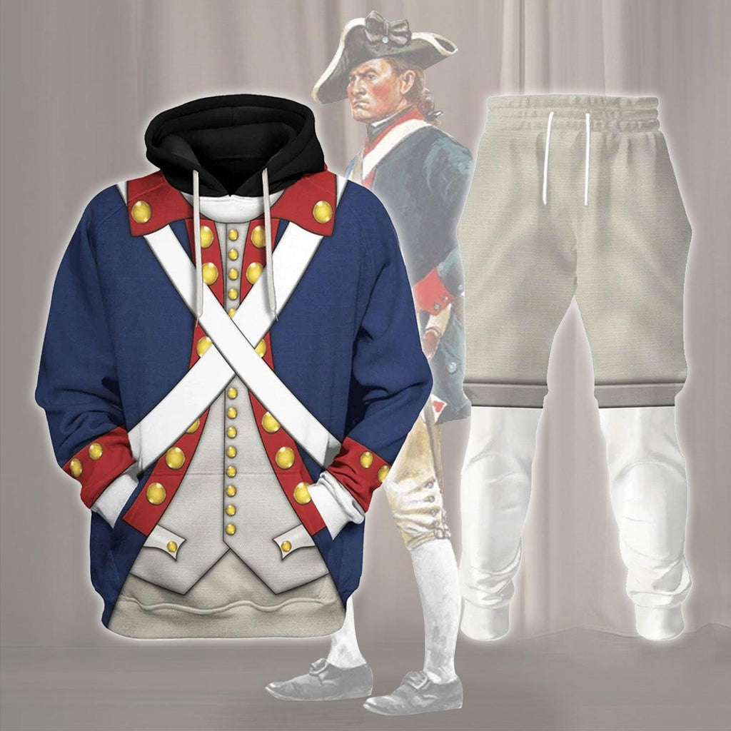 Gearhomie Patriot Soldier in American Revolution Costume Hoodie Sweatshirt T-Shirt Tracksuit - Gearhomie.com