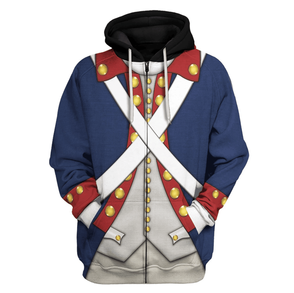 Gearhomie Patriot Soldier in American Revolution Costume Hoodie Sweatshirt T-Shirt Tracksuit - Gearhomie.com