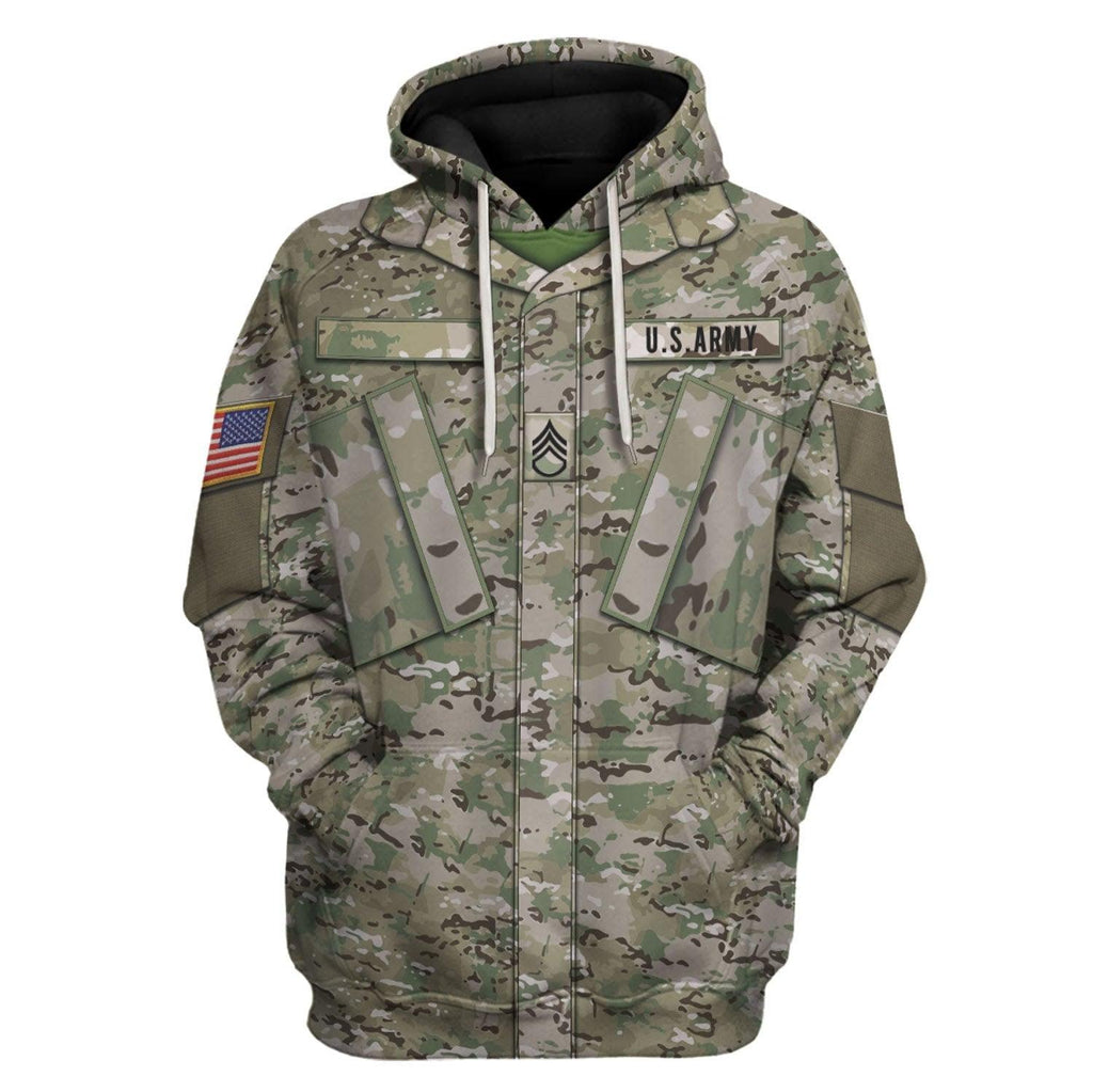 Gearhomie Personalize Name Badge US Army Combat Uniform Operational Camouflage Pattern (OCP) Costume Hoodie Sweatshirt T-Shirt Tracksuit - Gearhomie.com