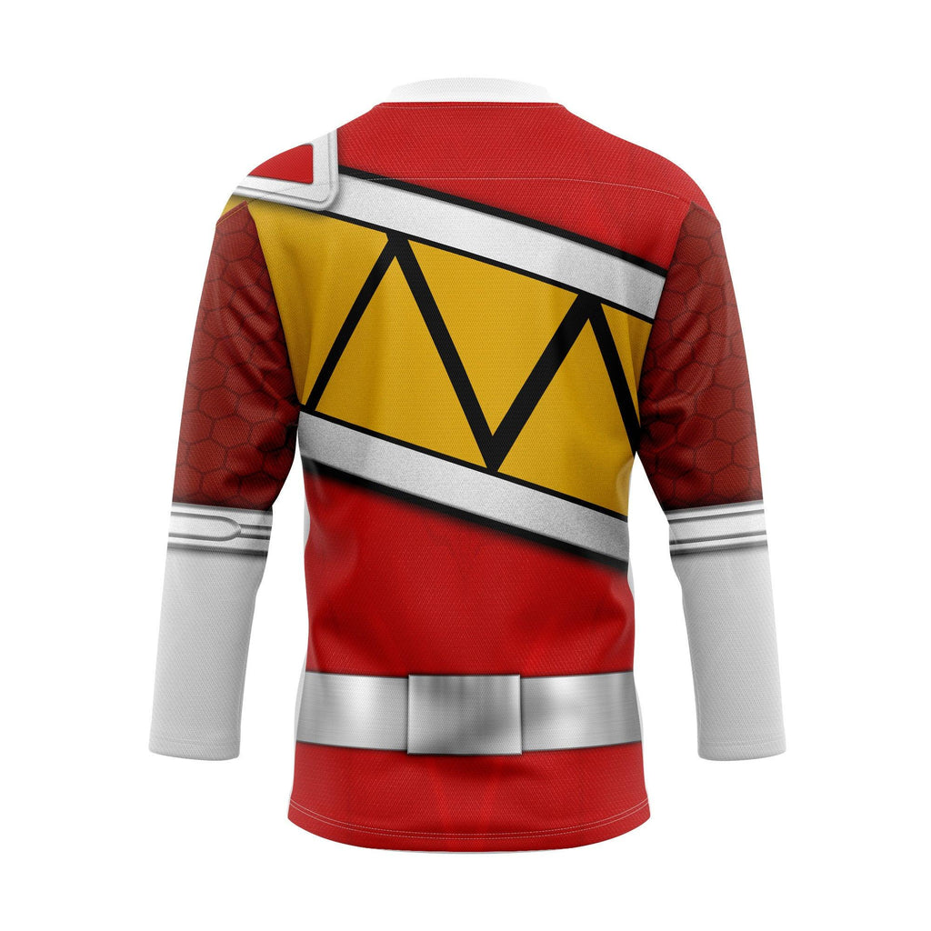 Gearhomie Red Power Rangers Dino Charge Hockey Jersey - Gearhomie.com