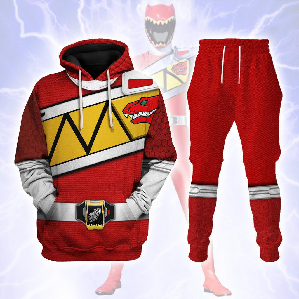 Gearhomie Red Power Rangers Dino Charge Hoodies Sweatshirt T-shirt Hawaiian Tracksuit - Gearhomie.com