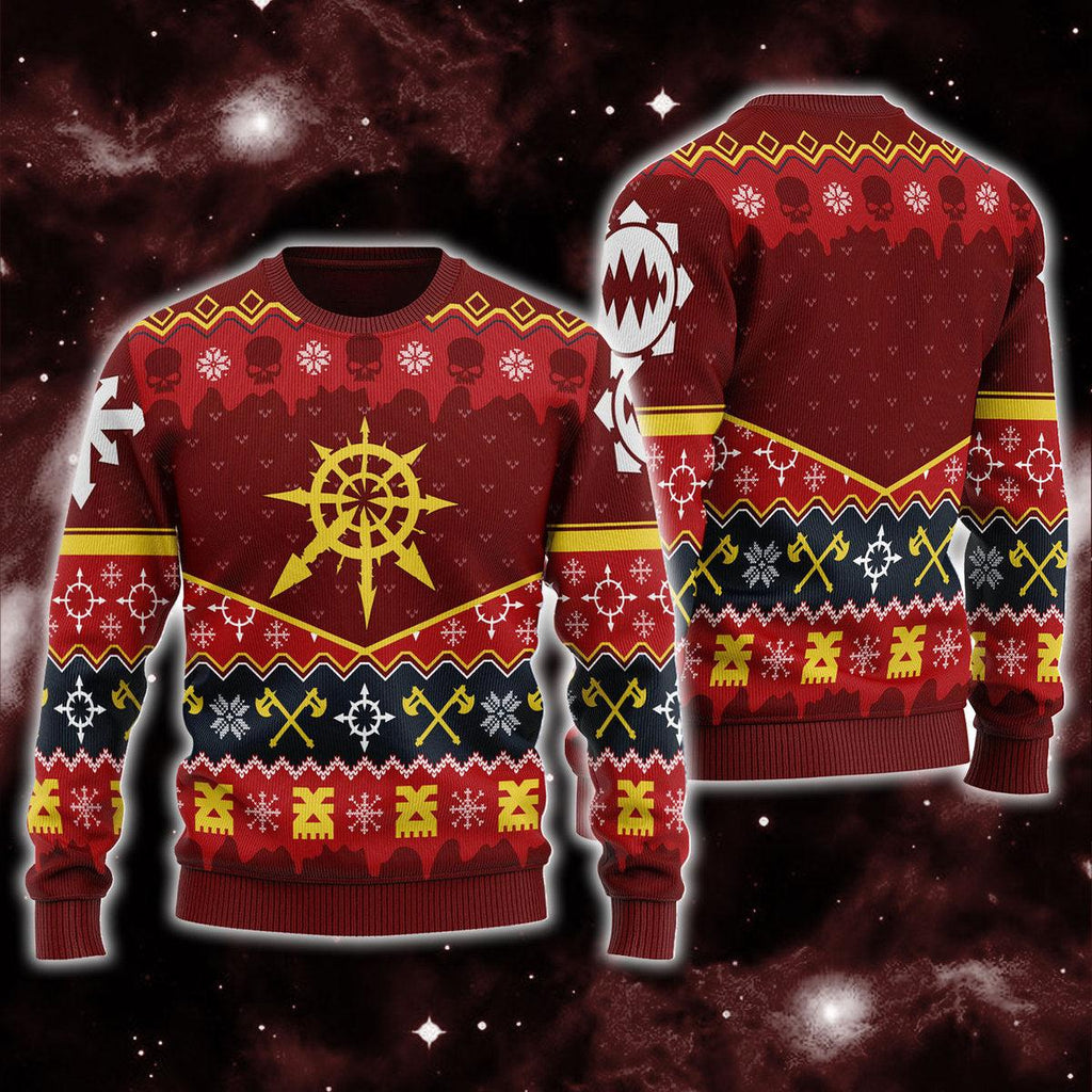 Gearhomie 'Slay Bells Ring' Khorne Chaos Iconic Ugly Christmas Sweater - Gearhomie.com