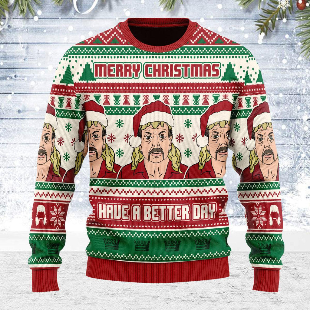 Gearhomie Tiger King Santa Chirsmas Ugly Christmas Sweater - Gearhomie.com