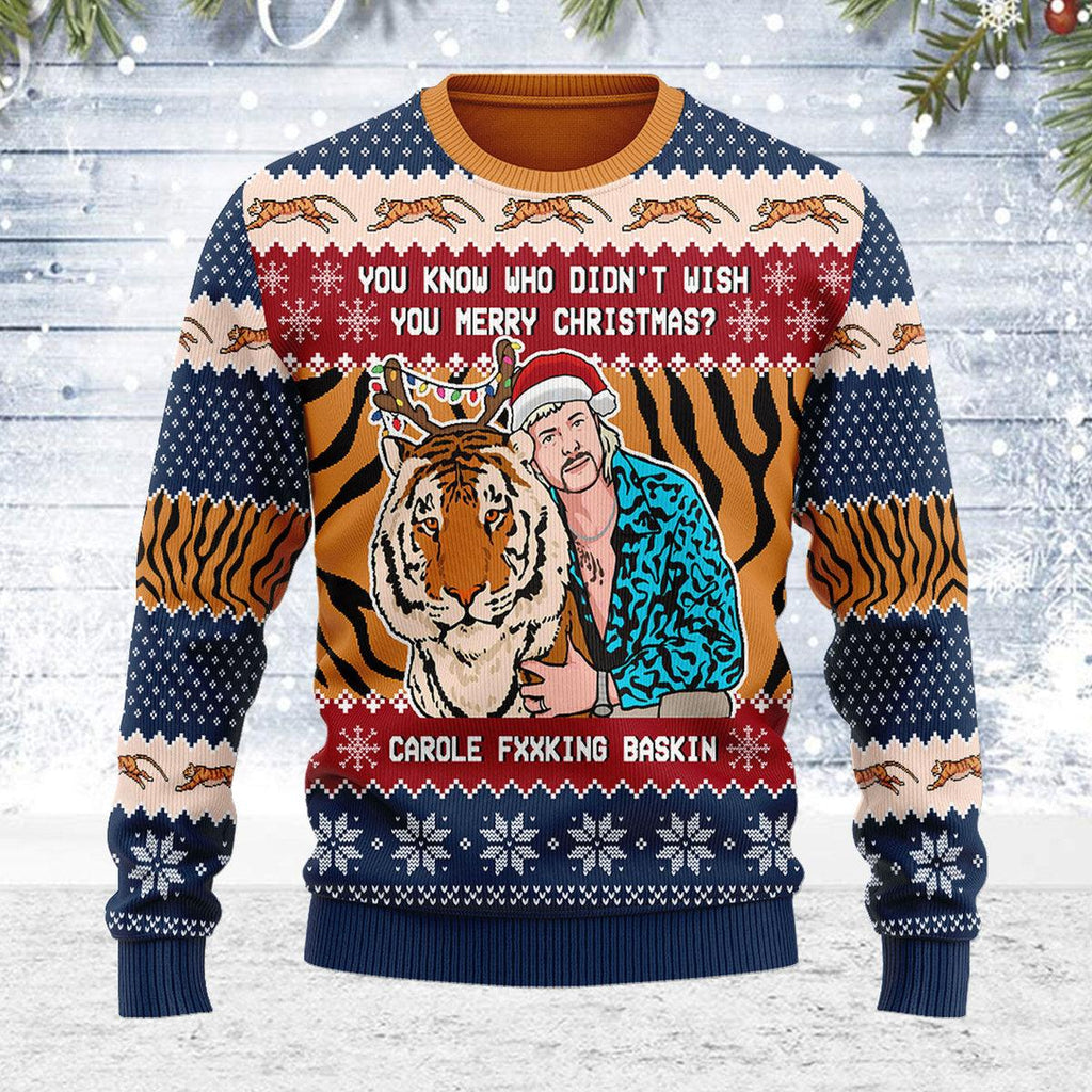 Gearhomie Tiger King You Know Who Didn't Wish You Chirsmas Ugly Christmas Sweater - Gearhomie.com