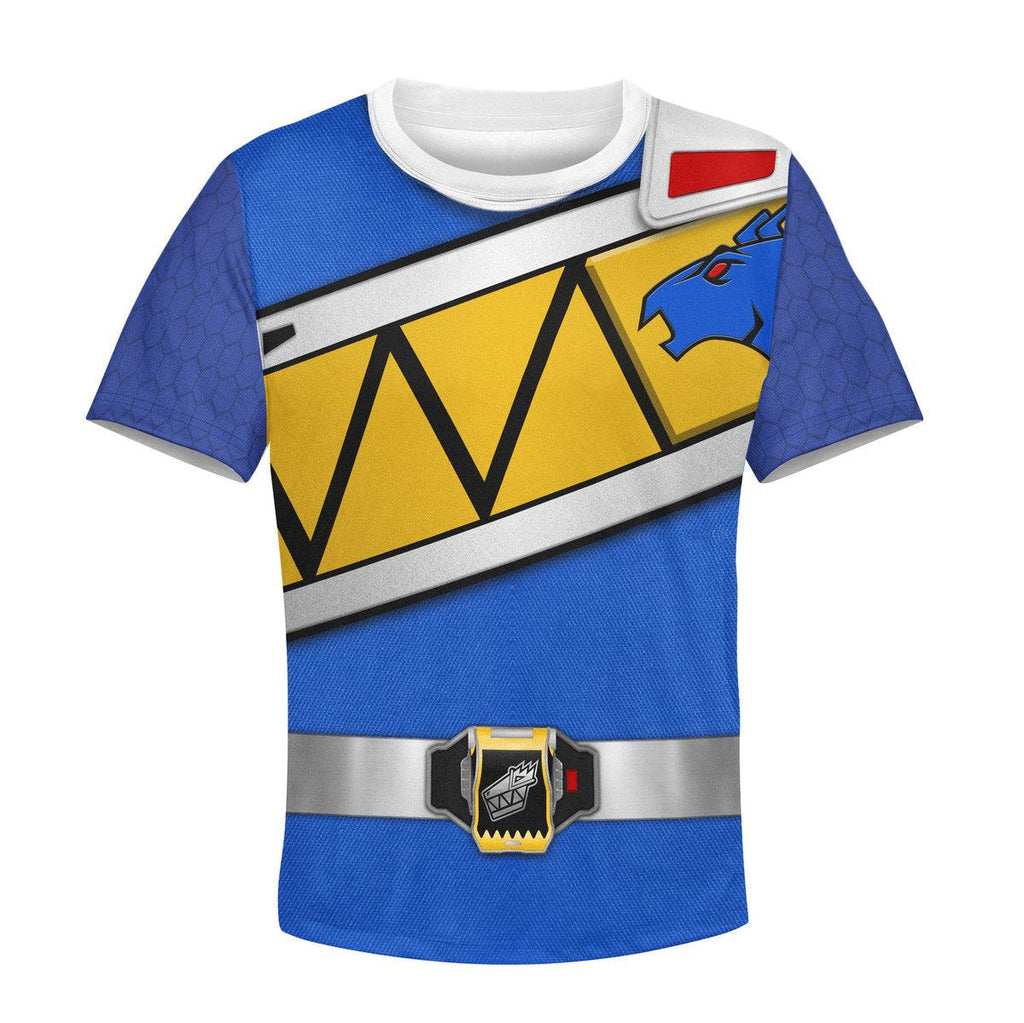 Gearhomie Unisex Kid Tops Blue Power Rangers Dino Charge 3D Apparel - DucG