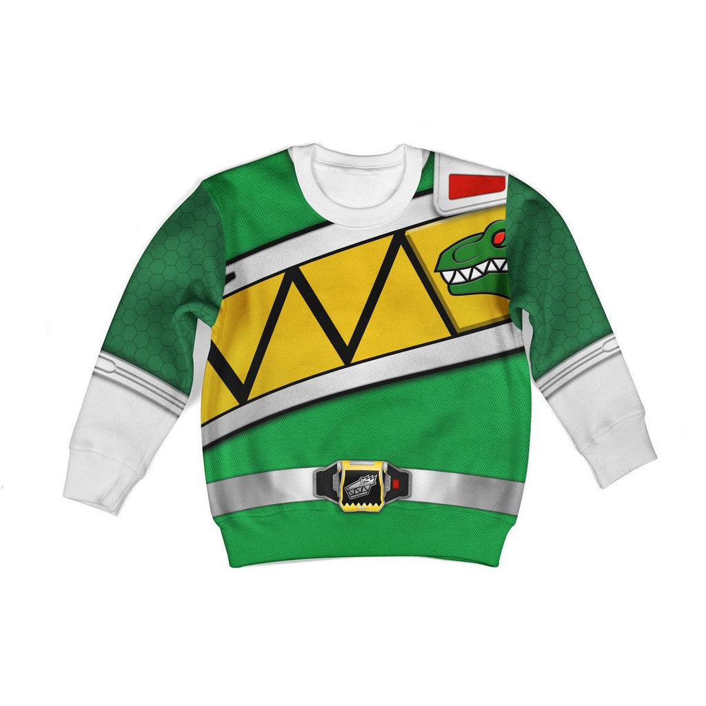 Gearhomie Unisex Kid Tops Green Power Rangers Dino Charge 3D Apparel - DucG