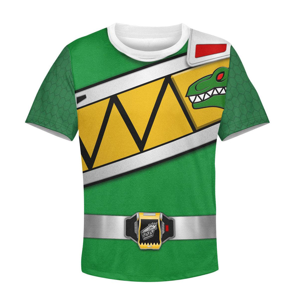 Gearhomie Unisex Kid Tops Green Power Rangers Dino Charge 3D Apparel - DucG