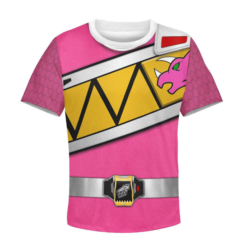 Gearhomie Unisex Kid Tops Pink Power Rangers Dino Charge 3D Apparel - DucG