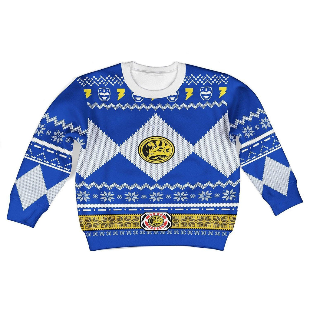 Gearhomie Unisex Kid Tops Pullover Sweatshirt Blue Power Ranger 3D Apparel - Gearhomie.com