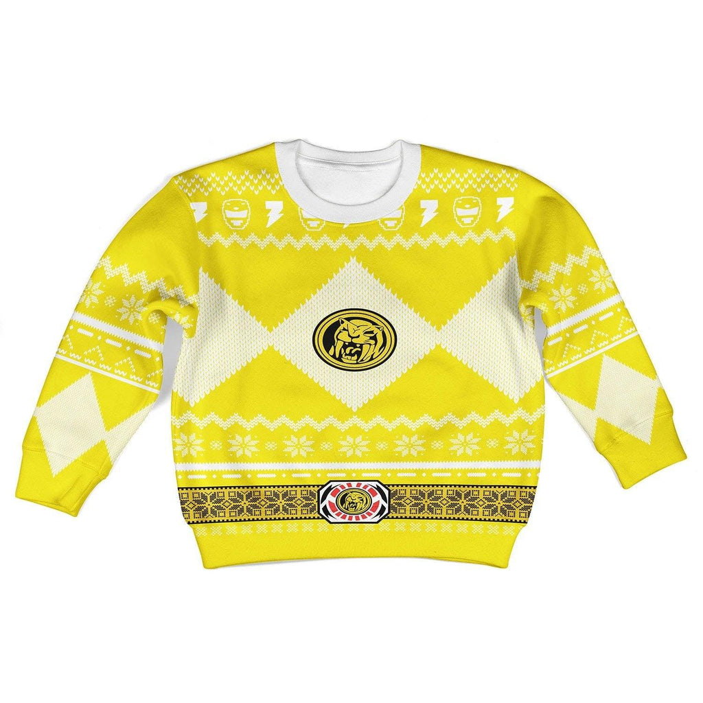 Gearhomie Unisex Kid Tops Pullover Sweatshirt Yellow Power Ranger 3D Apparel - Gearhomie.com