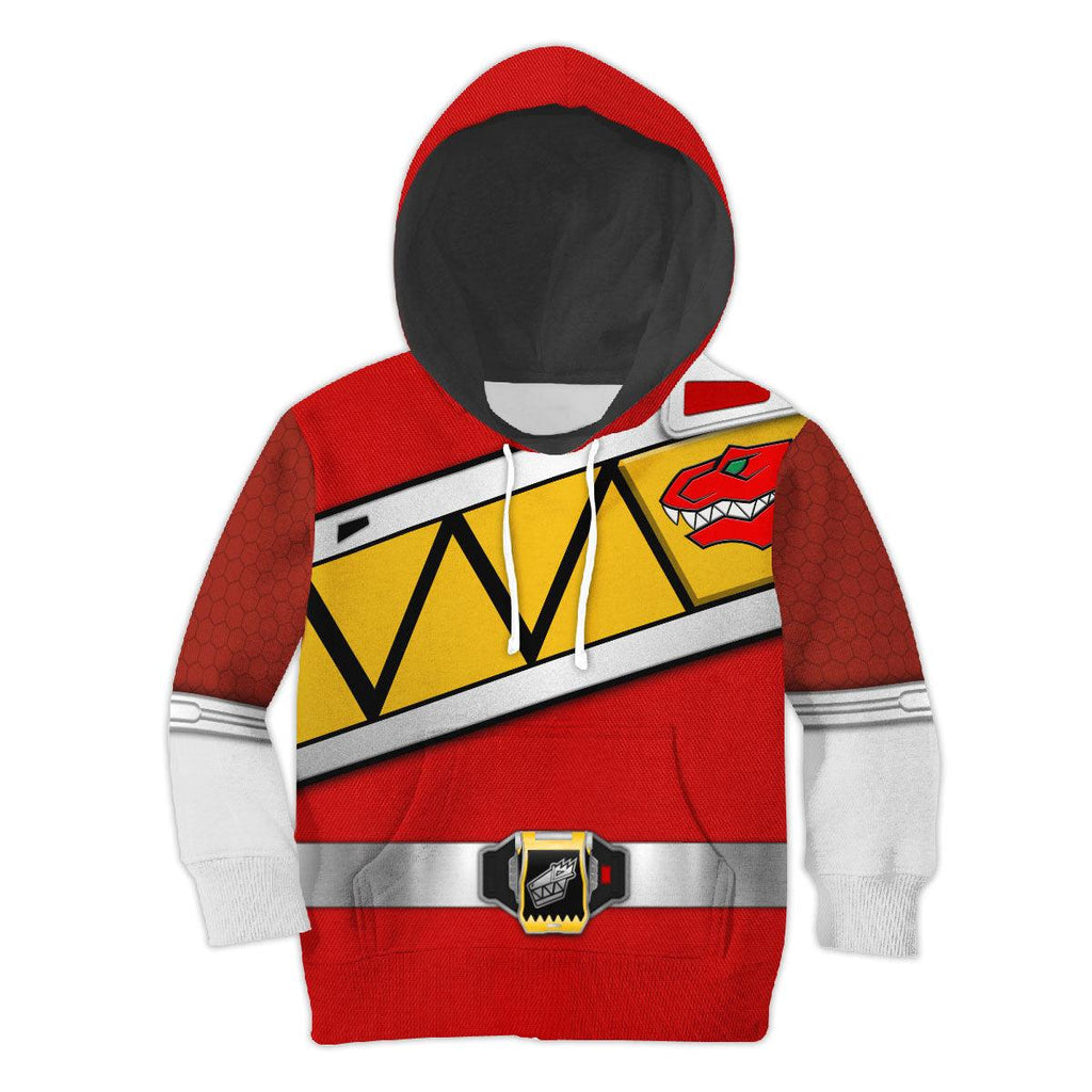 Gearhomie Unisex Kid Tops Red Power Rangers Dino Charge 3D Apparel - DucG