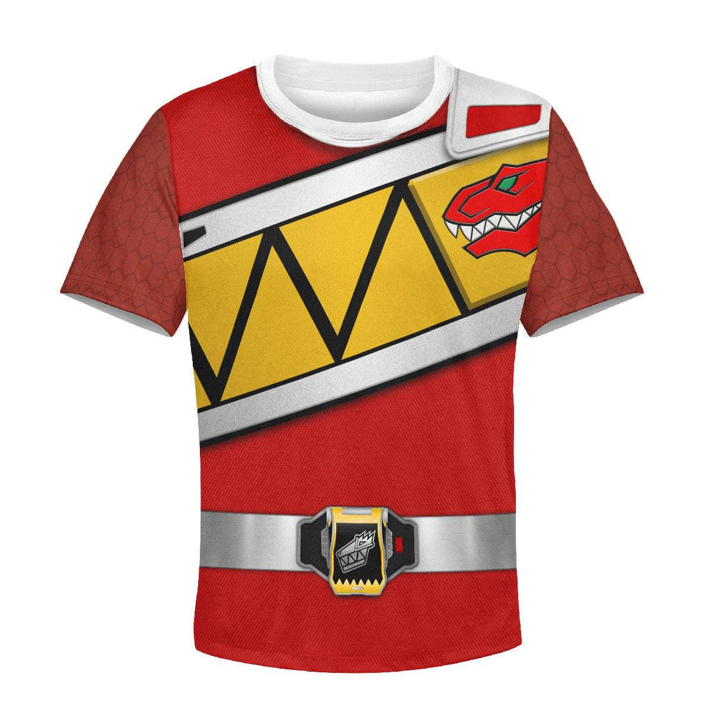 Gearhomie Unisex Kid Tops Red Power Rangers Dino Charge 3D Apparel - DucG