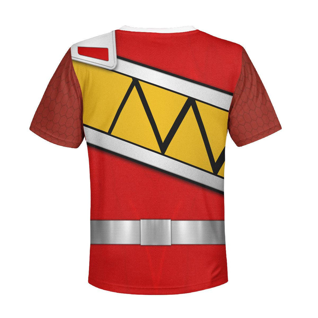 Gearhomie Unisex Kid Tops Red Power Rangers Dino Charge 3D Apparel - DucG