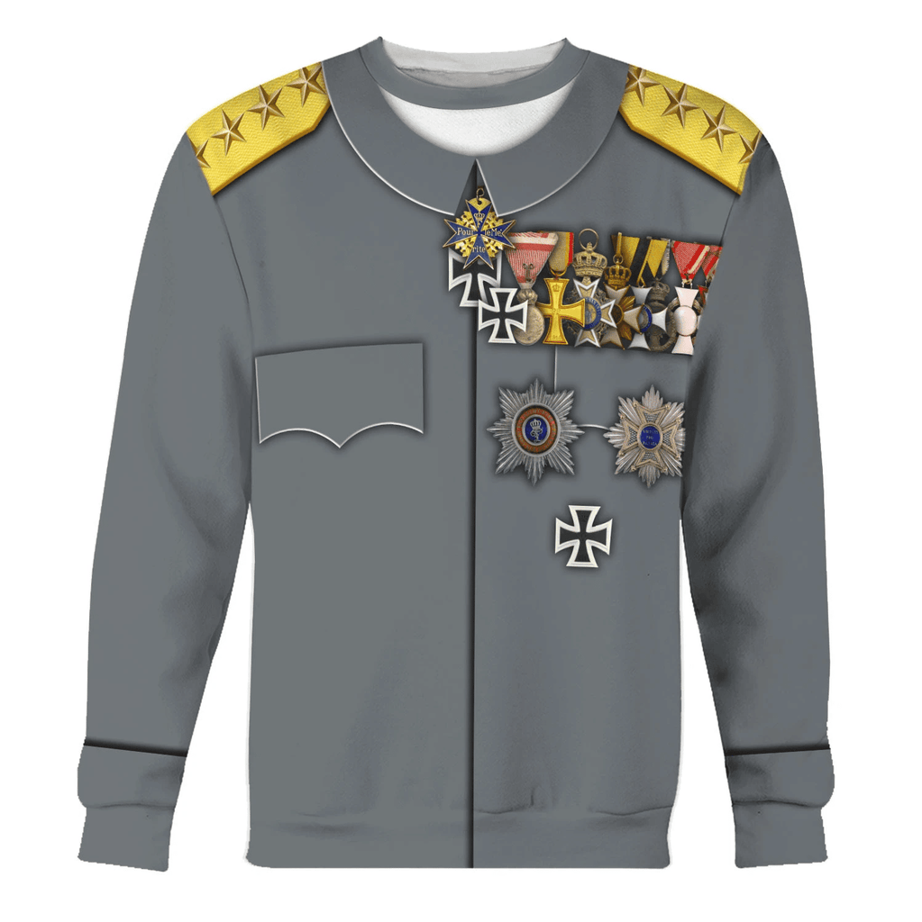 Gearhomie WWI German General Erich Ludendorff Costume Hoodie Sweatshirt T-Shirt Tracksuit - Gearhomie.com