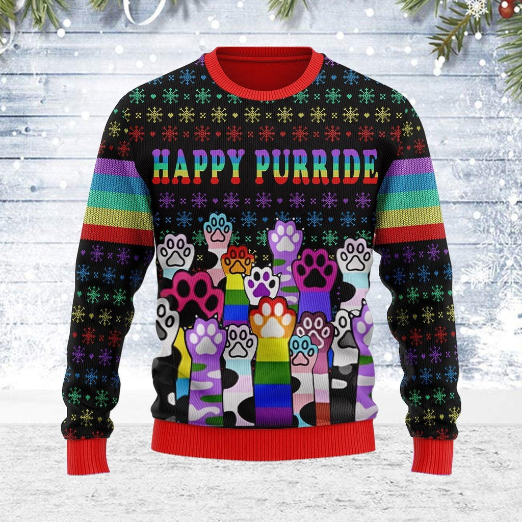 Happy Purride LGBT Ugly Christmas Sweater - DucG