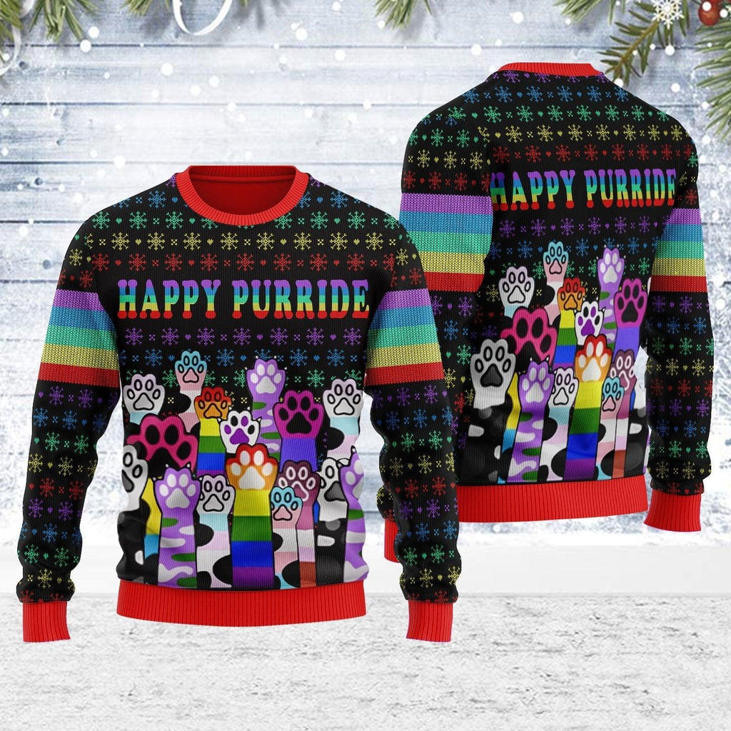 Happy Purride LGBT Ugly Christmas Sweater - DucG