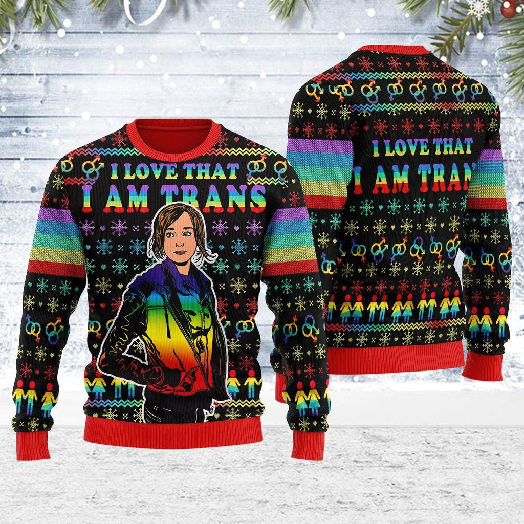 I Love That I Am Trans Ugly Christmas Sweater - DucG