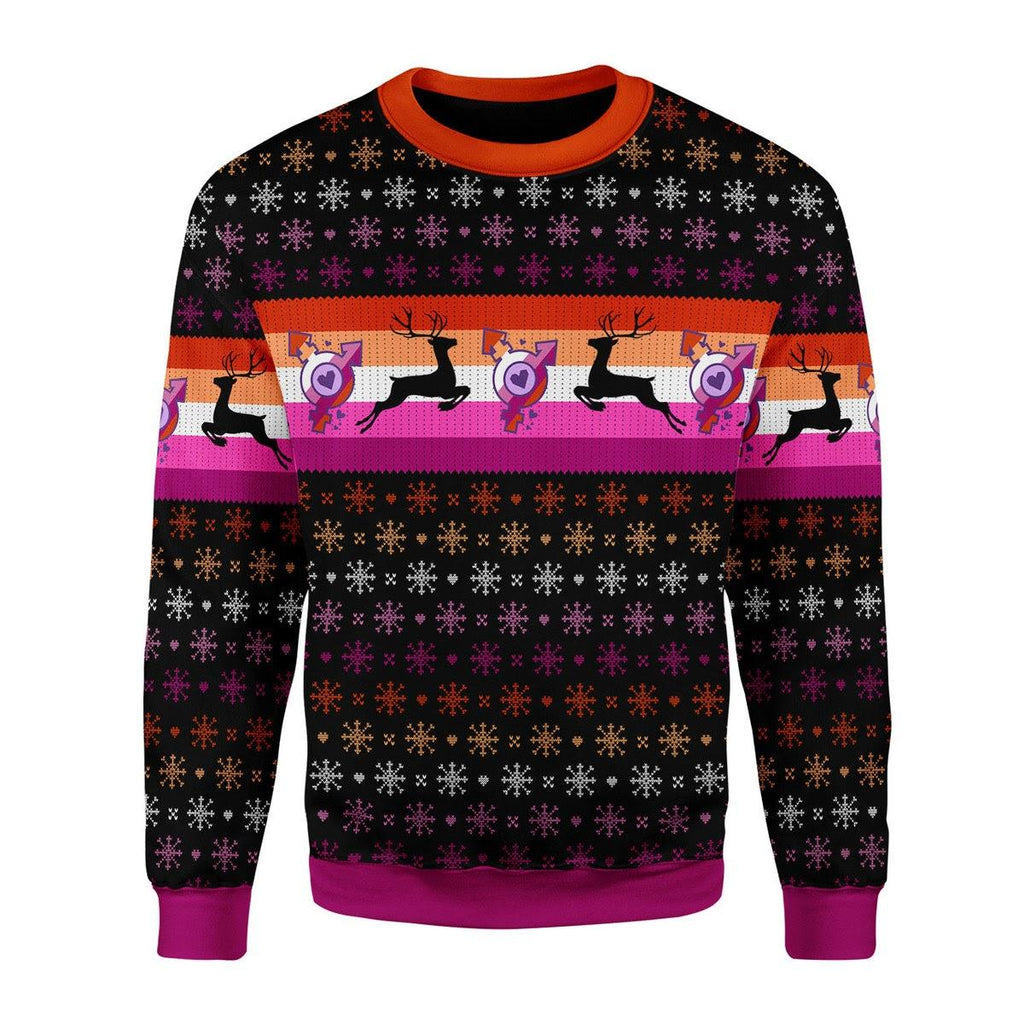 Lesbian Flag Christmas Sweater - DucG