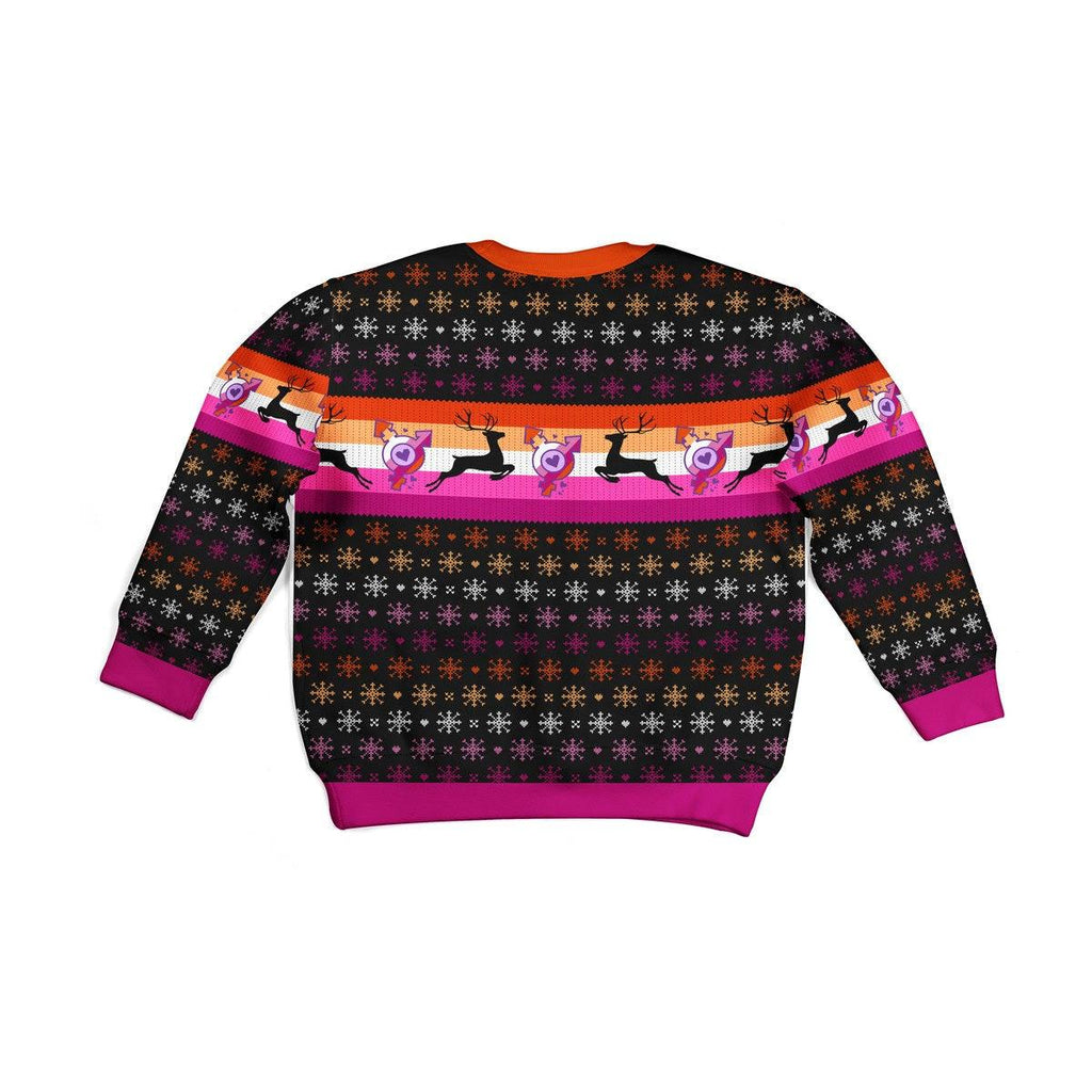 Lesbian Flag Kid Christmas Sweater - DucG