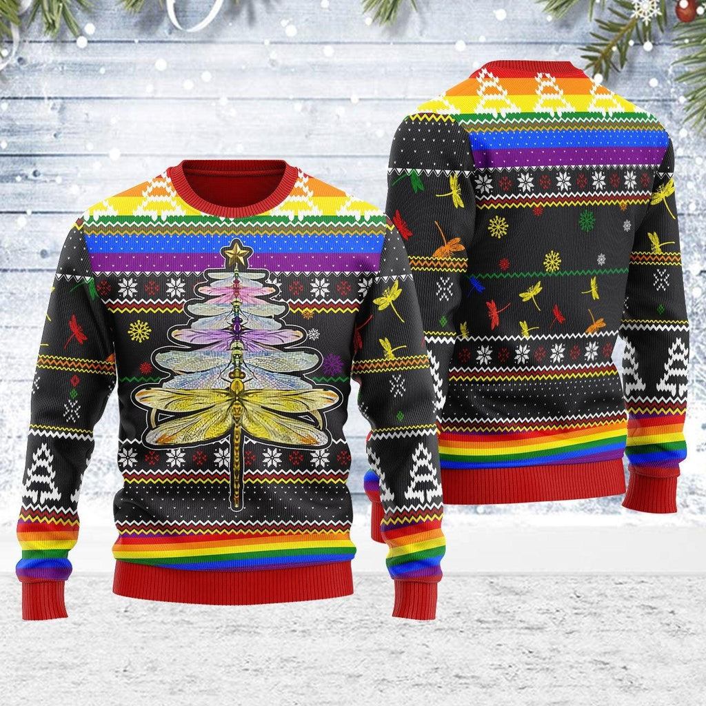 LGBT Dragon Christmas Tree Ugly Christmas Sweater - DucG