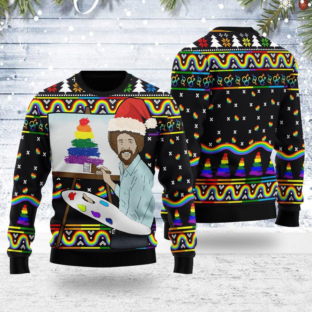 LGBT Painting Ugly Christmas Sweater - DucG