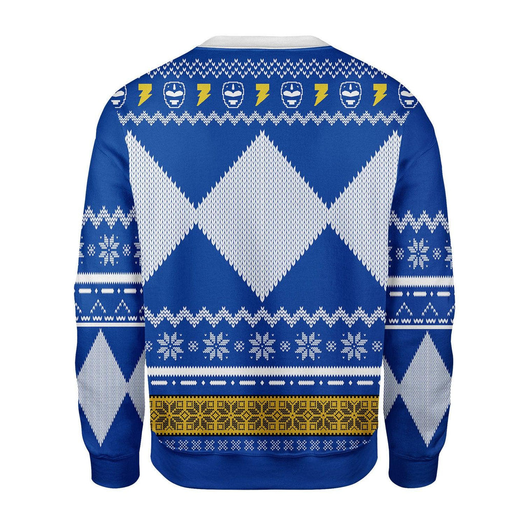 Merry Christmas Gearhomie Unisex Christmas Sweater Blue Power Ranger 3D Apparel - Gearhomie.com