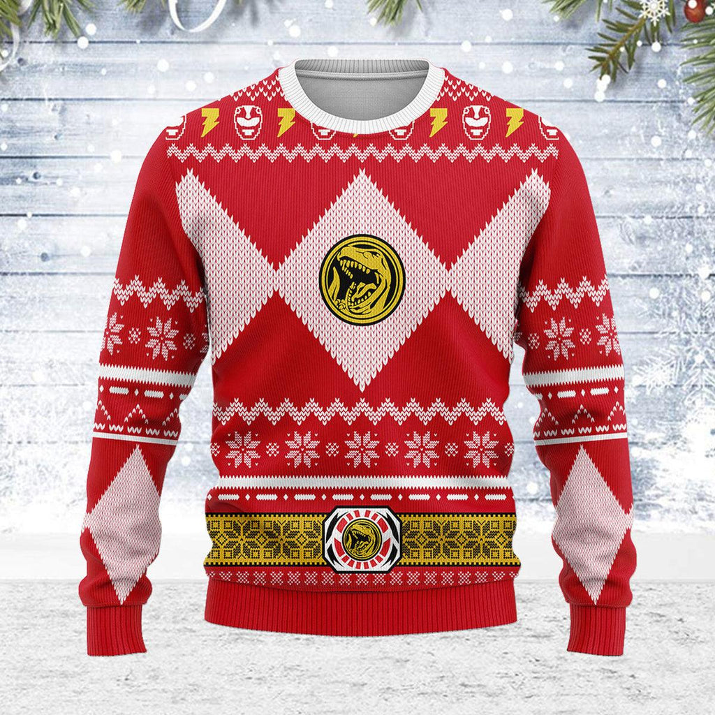 Merry Christmas Gearhomie Unisex Christmas Sweater Red Power Ranger 3D Apparel - Gearhomie.com