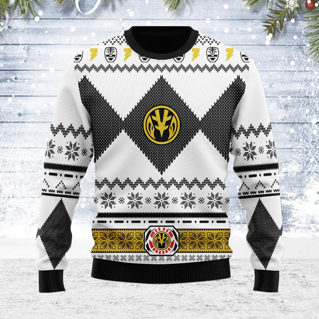 Merry Christmas Gearhomie Unisex Christmas Sweater White Power Ranger 3D Apparel - Gearhomie.com