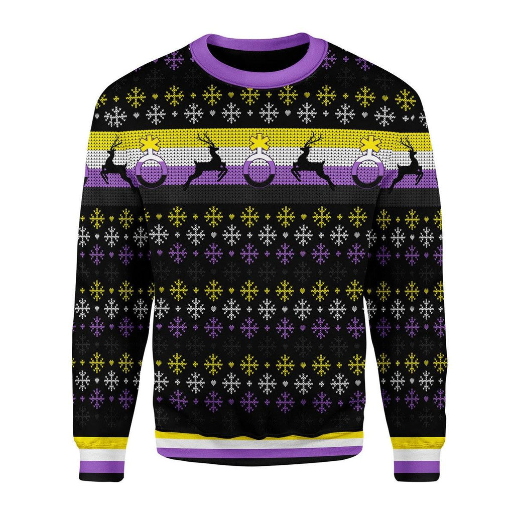 Nonbinary Flag Christmas Sweater - DucG