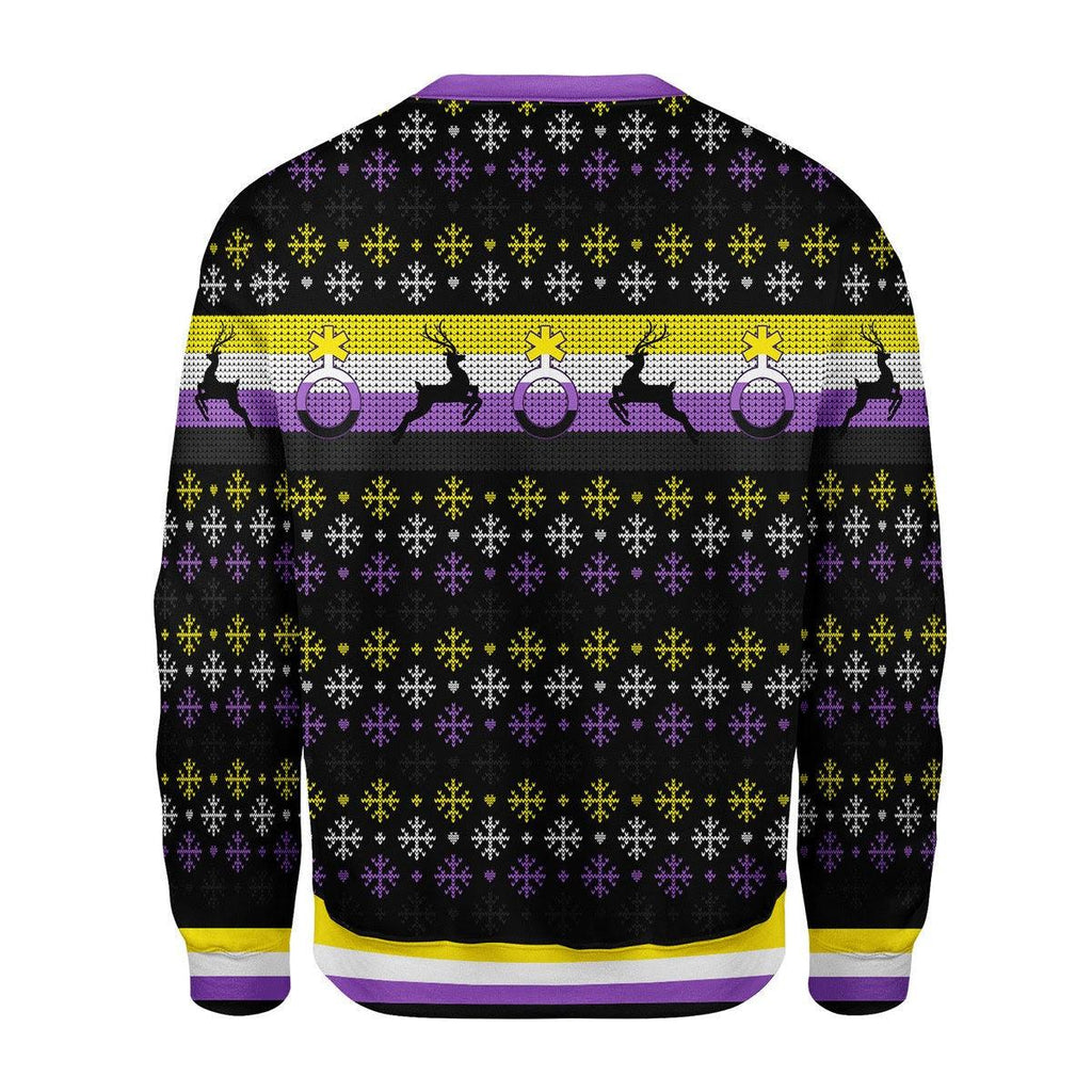 Nonbinary Flag Christmas Sweater - DucG