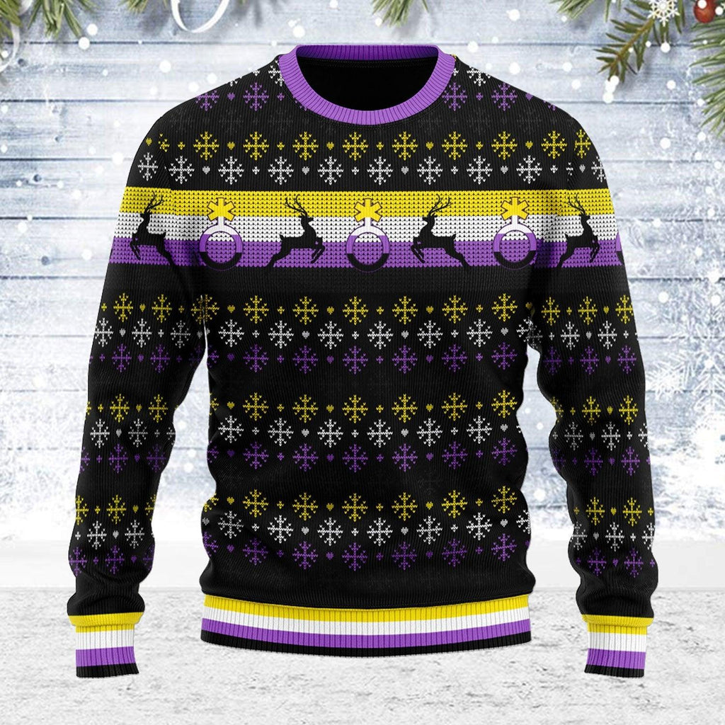 Nonbinary Flag Ugly Christmas Sweater - DucG