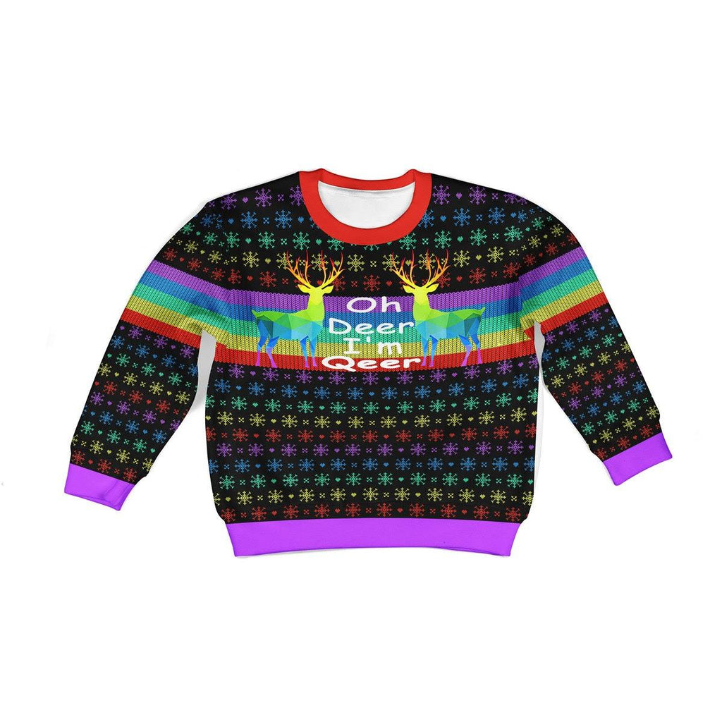 Oh Deer I'm Qeer Lgbt Christmas Kid Christmas Sweater - DucG