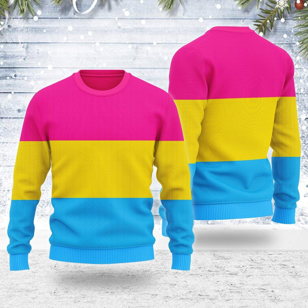 Pansexual Pride Flag Ugly Christmas Sweater - DucG