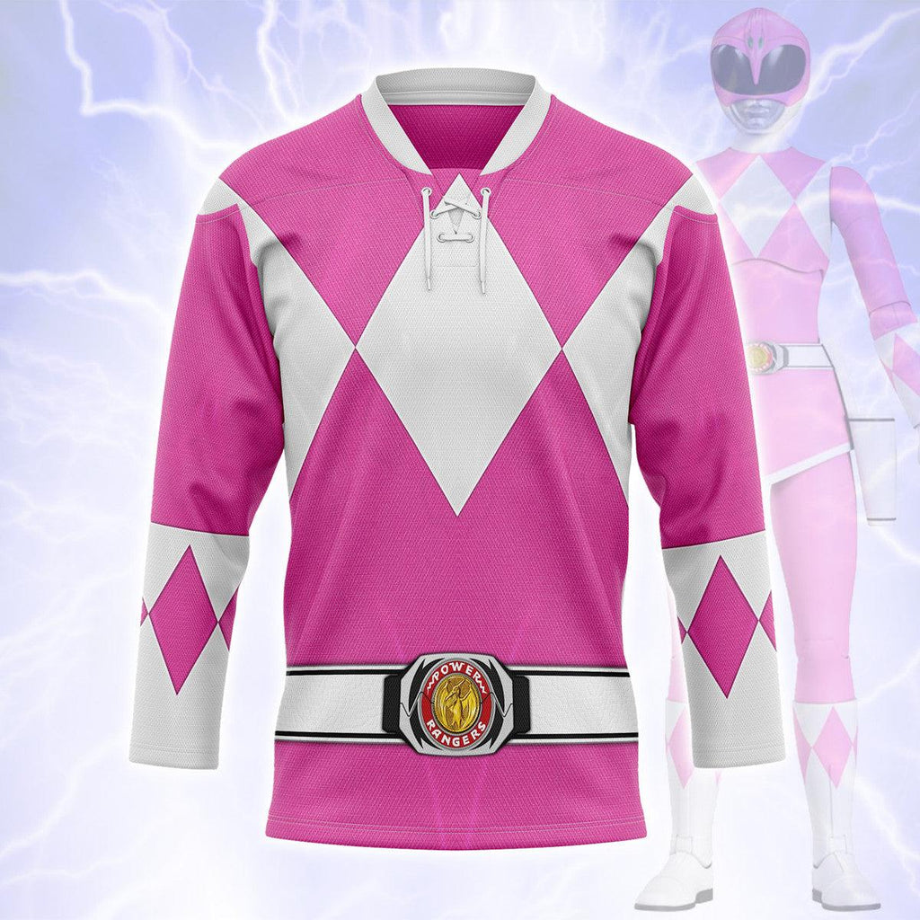 Pink Ranger Mighty Morphin Hockey Jersey - Gearhomie.com