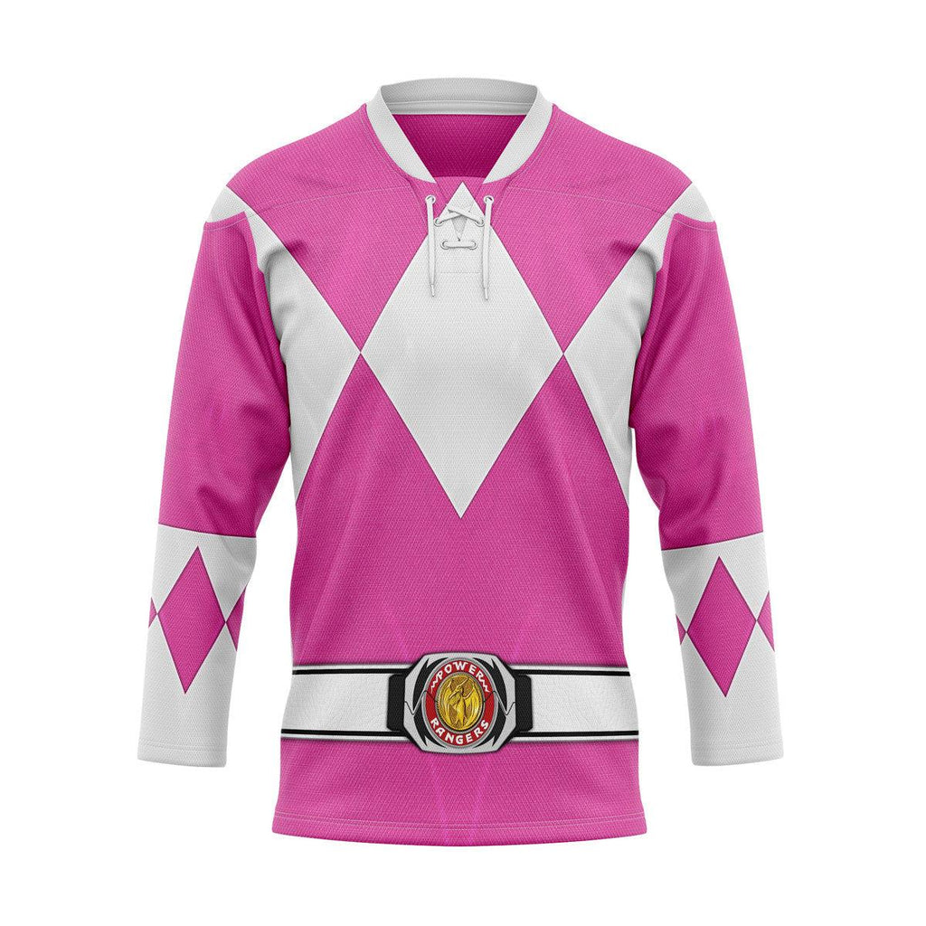 Pink Ranger Mighty Morphin Hockey Jersey - Gearhomie.com