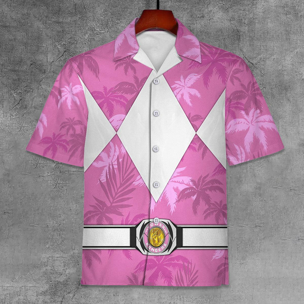 Pink Ranger x Tommy Vercetti Hawaiian Shirt Beach Shorts - Gearhomie.com