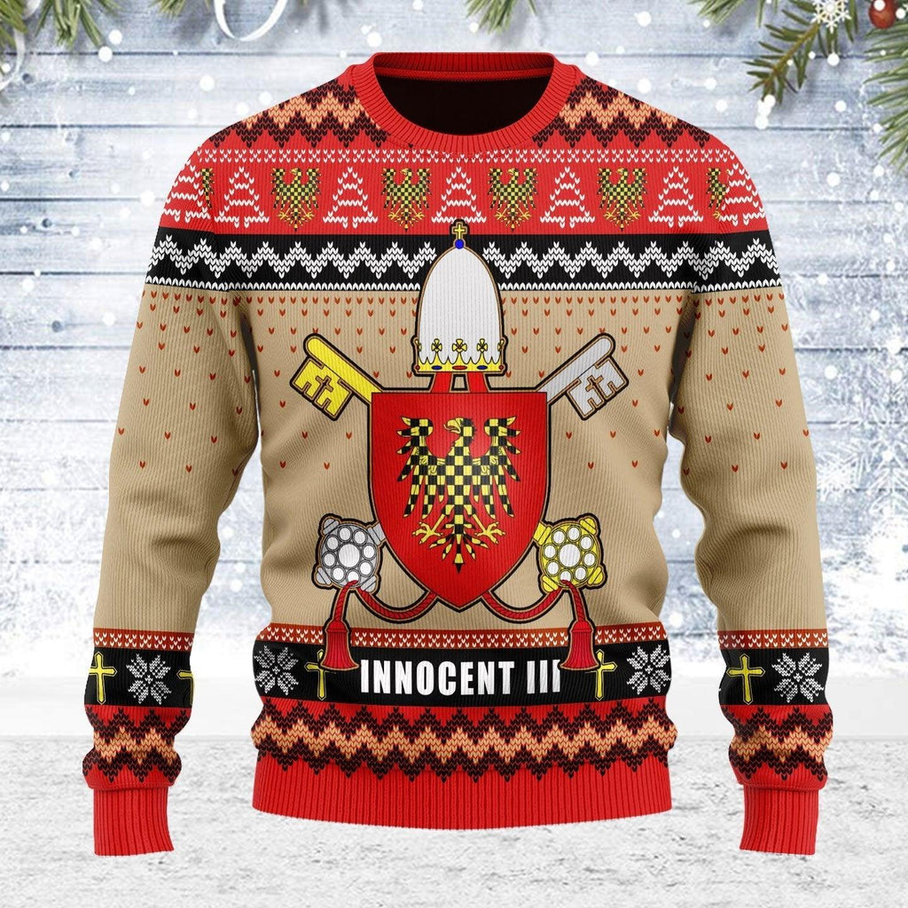 Pope Innocent III Coat of Arms Ugly Christmas Sweater - DucG