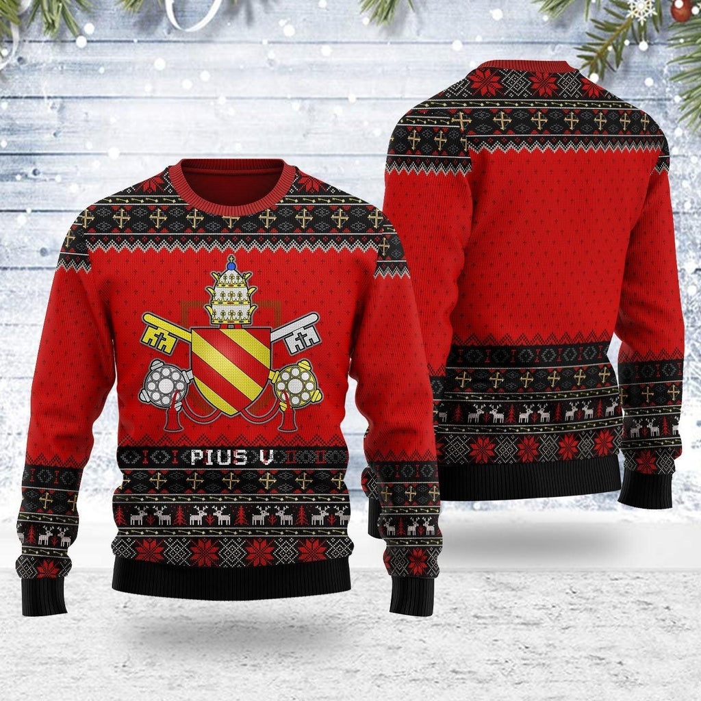 Pope Pius V Ugly Christmas Sweater - DucG