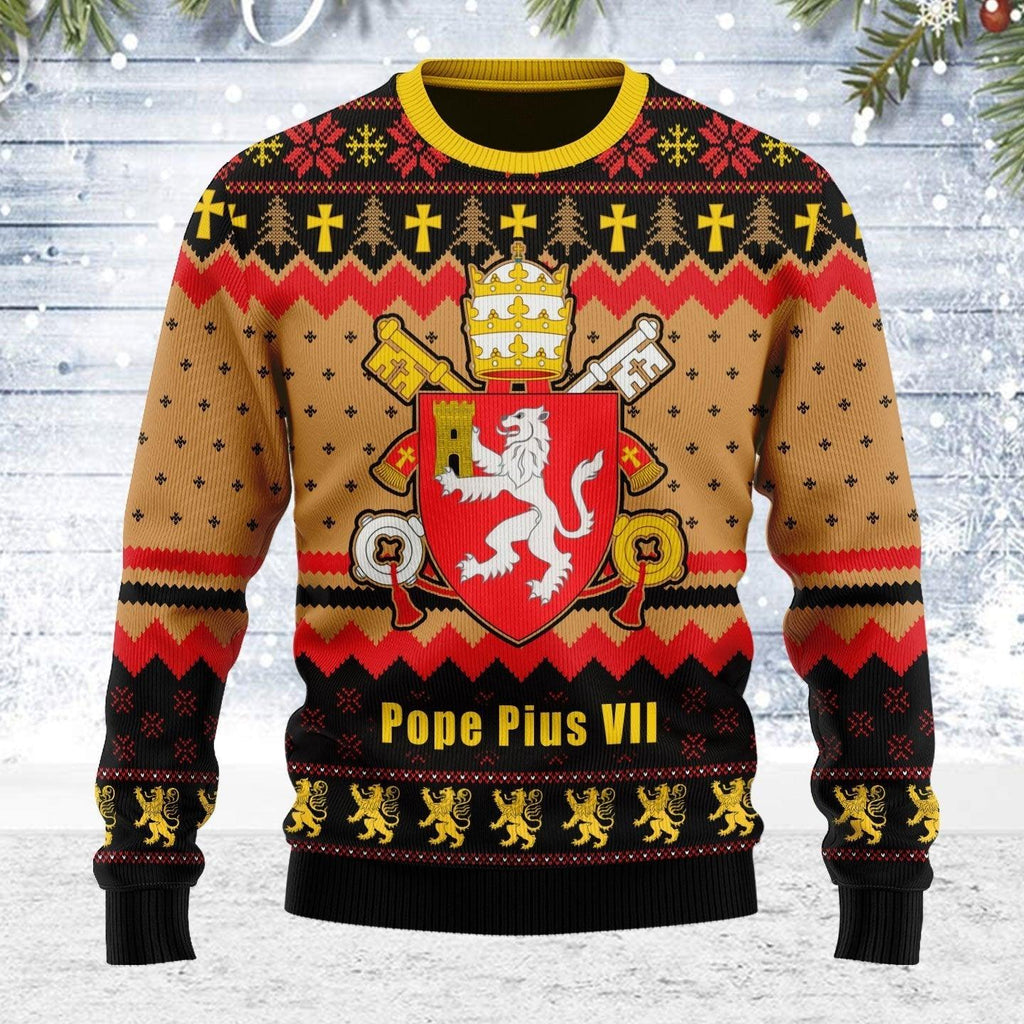 Pope Pius VIII Coat of Arms Ugly Christmas Sweater - DucG