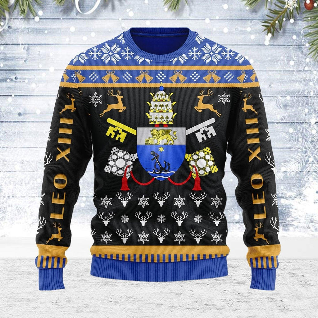 Pope Pius X Coat of Arms Ugly Christmas Sweater - DucG