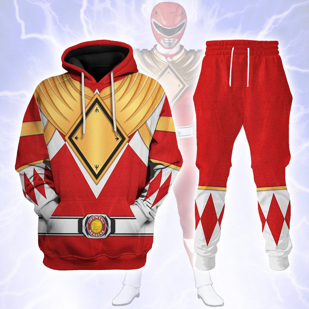 Red Ranger Dragon Shield Hoodies Sweatshirt T-shirt Hawaiian Tracksuit - Gearhomie.com