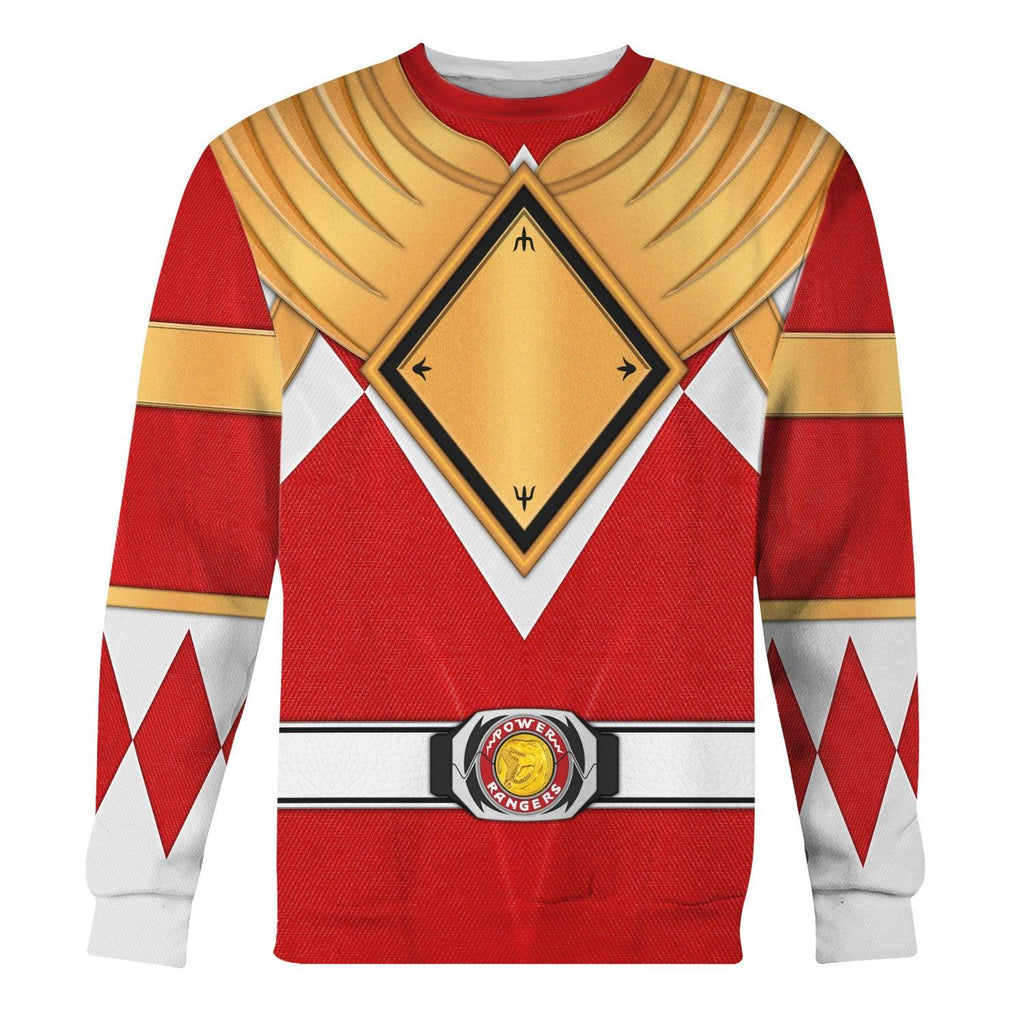 Red Ranger Dragon Shield Hoodies Sweatshirt T-shirt Hawaiian Tracksuit - Gearhomie.com